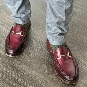 Gucci Burgundy Leather Horsebit Loafers Size 8.5 (US Size 10)